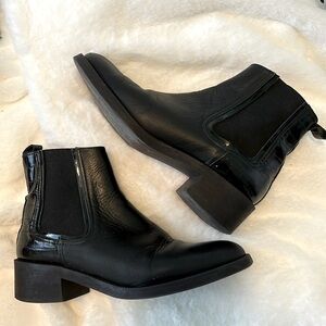 Zara Black Leather Chelsea Boots with Croc Detail. US Size 7.5 / EU 38